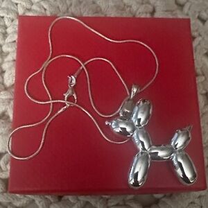 Silver Balloon Dog Pendant Necklace